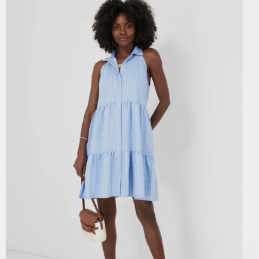 NWT Tuckernuck Blue Seersucker Sailor Dress Pomander Palace Size XL